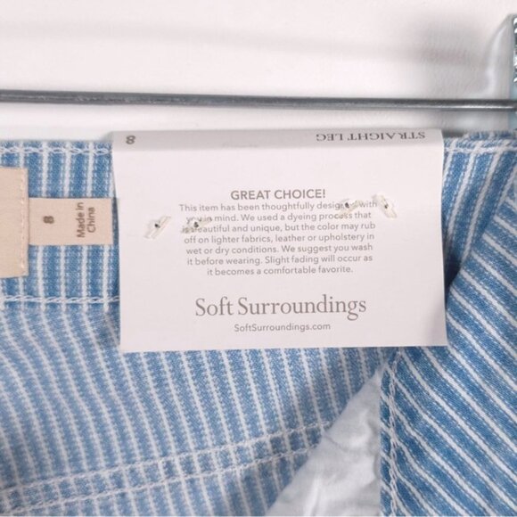 NWT Soft Surroundings Jeans BlueWhite Striped Straight Leg Denim Railroad Size 8 - Picture 14 of 14